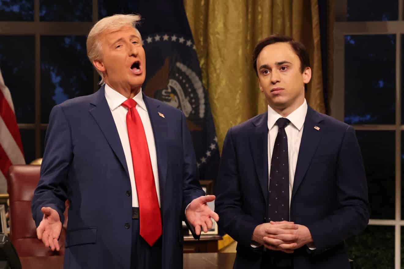 James Austin Johnson as Donald Trump and Marcello Hernández as Marco Rubio.