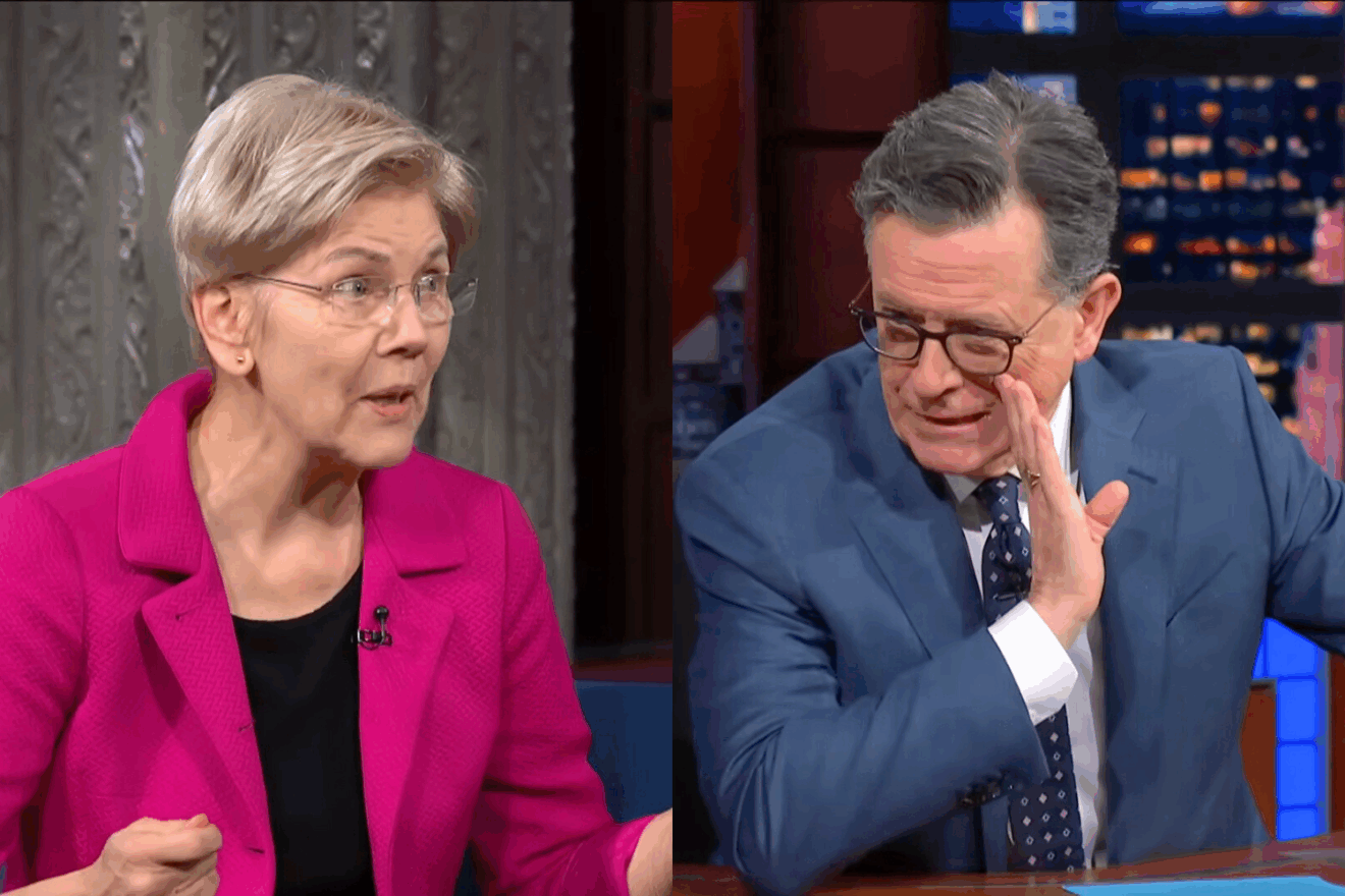 Elizabeth Warren Calls Out David Ellison by Name on The Late Show
