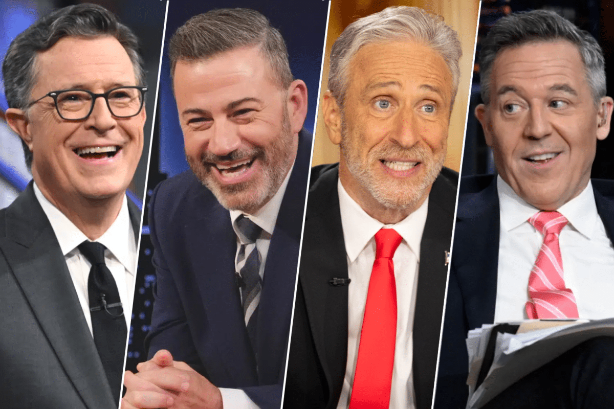 Stephen Colbert, Jimmy Kimmel, Jon Stewart, Greg Gutfeld