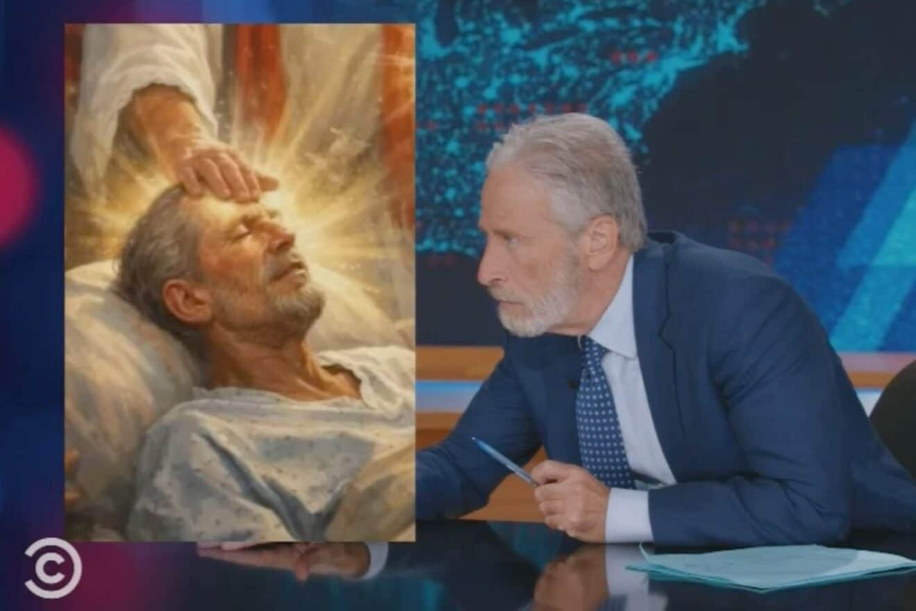 Jon Stewart Trump Jesus Meme