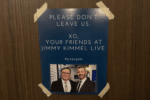 The note left by Kimmel's staff for Colbert's staff.
