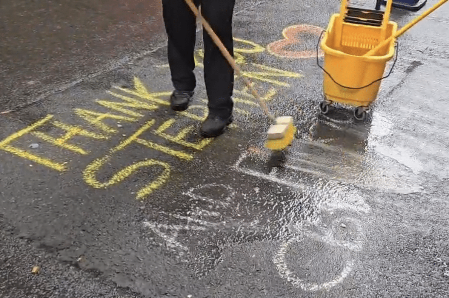 Late Show CBS Trump Chalk Message