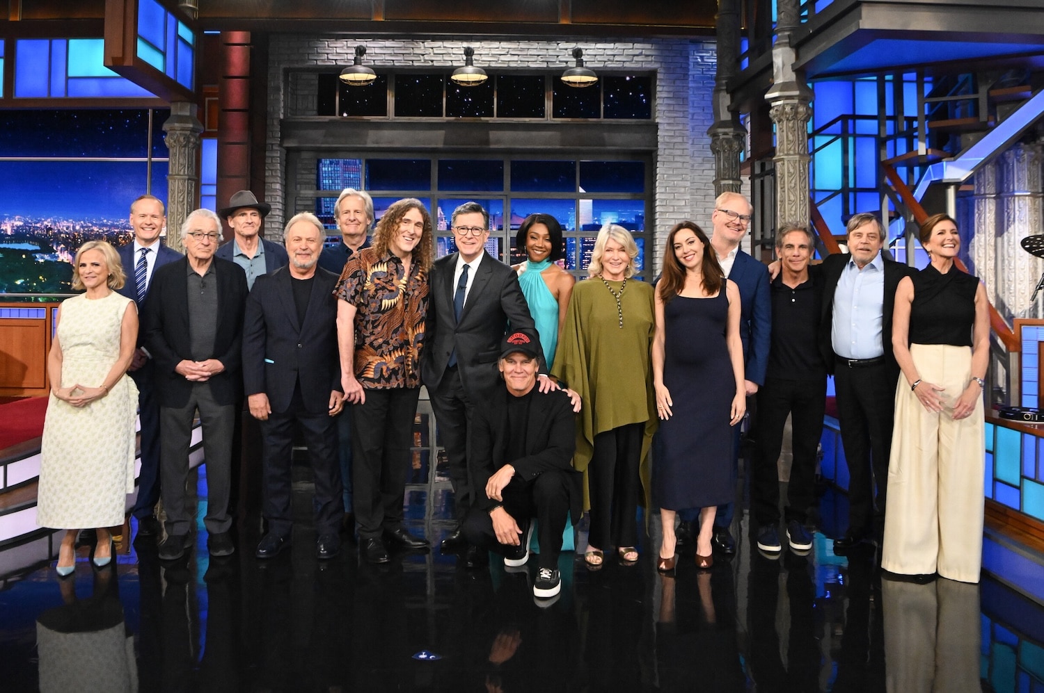 The Late Show with Stephen Colbert and guests John Dickerson, Mark Hamill, Jim Gaffigan, Jeff Daniels, Tiffany Haddish, Evie Colbert, Amy Sedaris, Ben Stiller, Aubrey Plaza, James Taylor, Robert De Niro during Wednesday’s May 20, 2026 show.