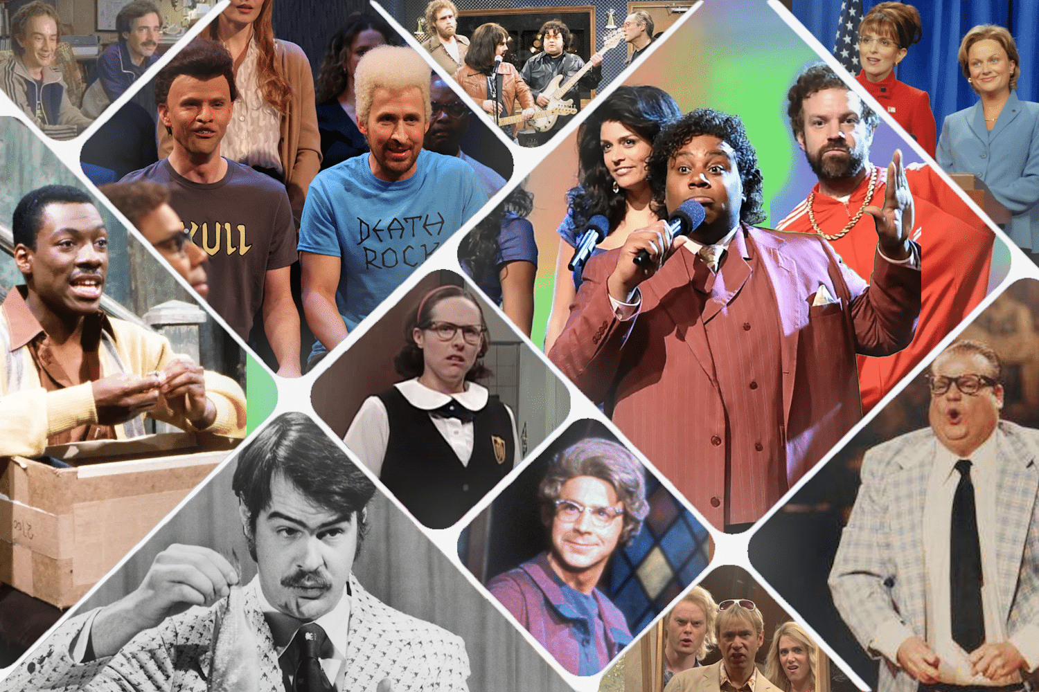 Collage of 100 top SNL sketches